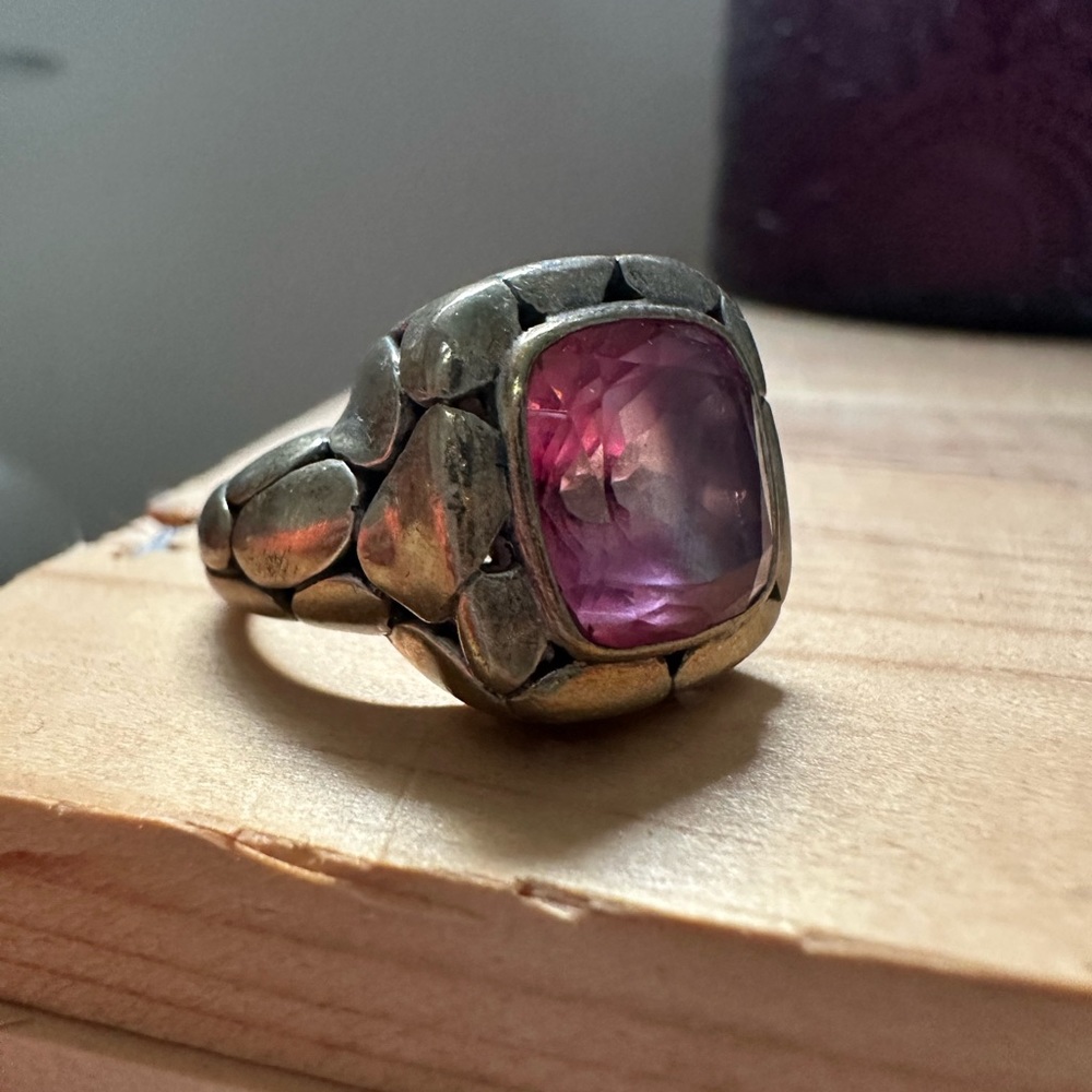 John Hardy Sterling 925 Pink Topaz Ring Size 6